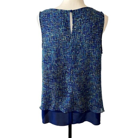 🍁 3/$25 🍁 Apartment 9 | Geometric Sheer Sleeveless Top | Blue | Size: Large - Picture 2 of 7